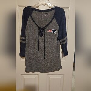 New Era Womens NFL New England Patriots Lace-Up Tee Jersey T-Shirt Sz XL